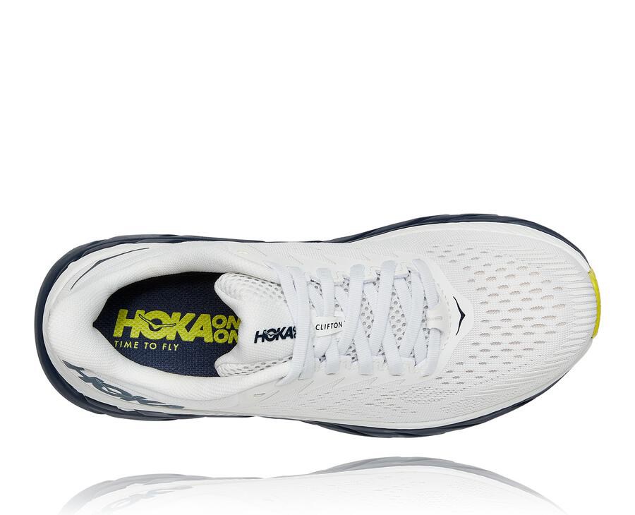 Running Shoes Womens - Hoka One One Clifton 7 - White/Black - NHJOESY-52